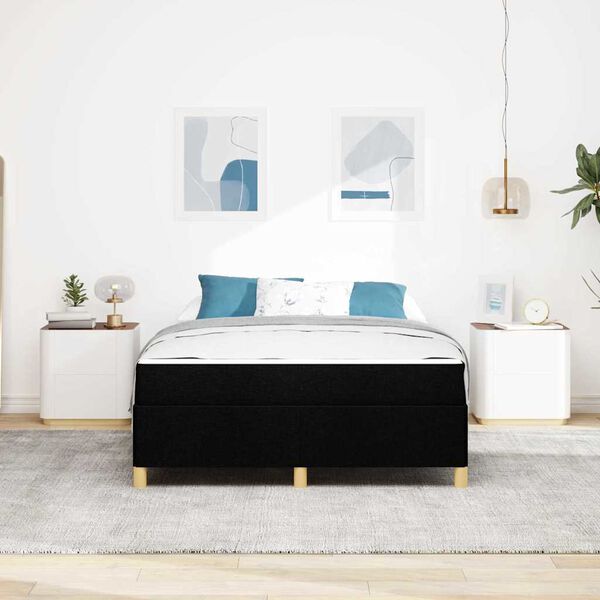 vidaXL Estrutura da Cama com colch&atilde;o Preto 140 x 190 cm tecido