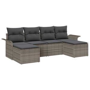 vidaXL Conjunto de Sof&aacute; de Jardim 6 pcs Cinzeto vime PE