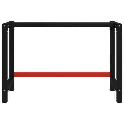 vidaXL Estrutura banco de trabalho 120x57x79 cm metal preto e vermelho