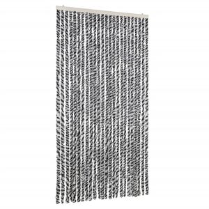 vidaXL Cortina anti-insetos 100x200 cm chenille cinzento/preto/branco