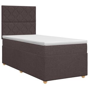 vidaXL Cama box spring com colch&atilde;o Marrom Escuro 100 x 200 cm Tecido