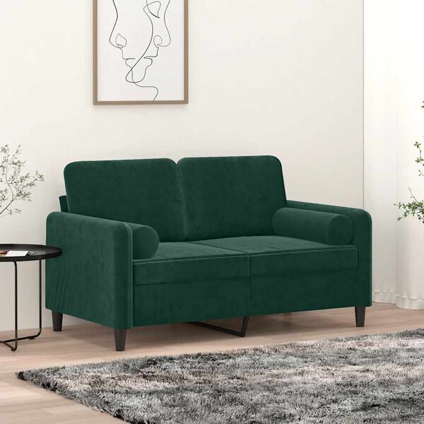 vidaXL Almofadas decorativas 2 pcs &Oslash;15x50 cm veludo verde-escuro