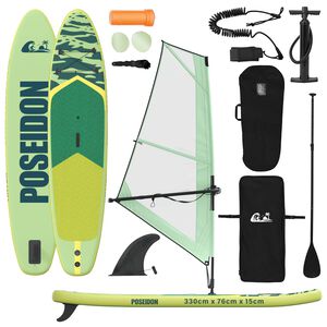 vidaXL Prancha SUP Infl&aacute;vel com Vela POSEIDON 330 x 76 x 15 cm Verde