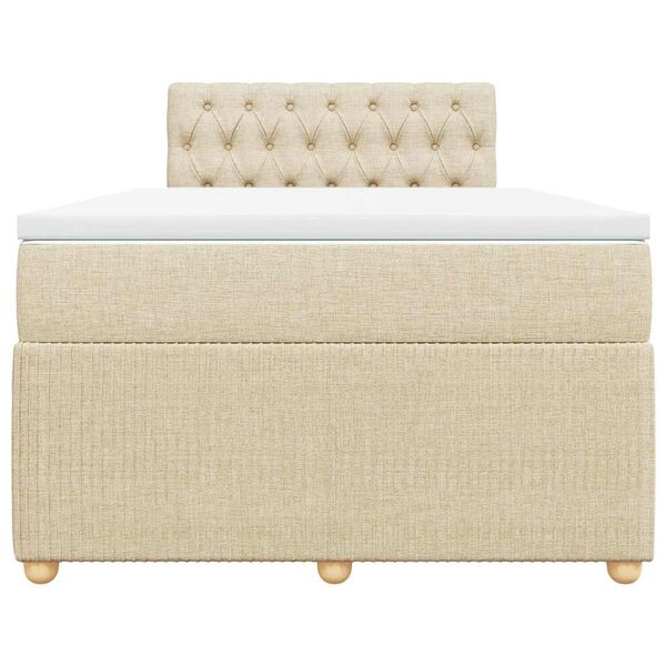 vidaXL Cama com molas/colch&atilde;o 120x200 cm tecido cor creme