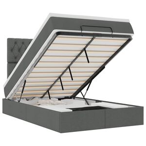 vidaXL Estrutura de cama otomana com colch&atilde;o cinza escuro tecido