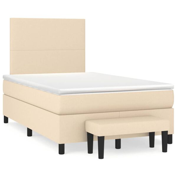 vidaXL Cama boxspring com colch&atilde;o 120x190 cm tecido cor creme