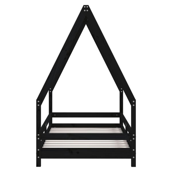 vidaXL Estrutura de cama infantil 80x160 cm pinho maciço preto
