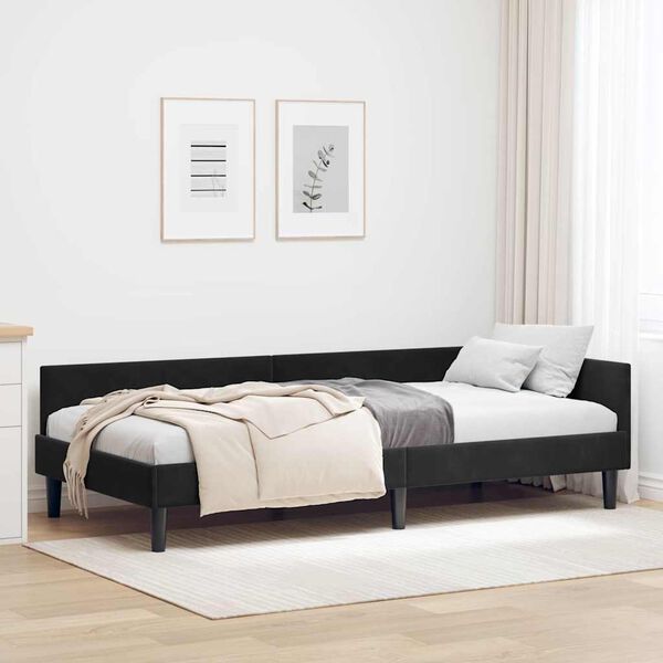 vidaXL Estrutura de Cama de Canto Preto 80 cm x 200 cm Veludo
