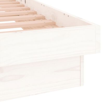 vidaXL Estrutura cama c/ LED solteiro 90x190 cm madeira maciça branco
