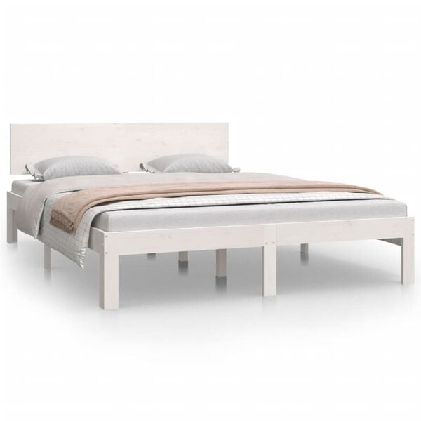 vidaXL Estrutura de cama 140x200 cm pinho maci&ccedil;o branco