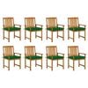 vidaXL Cadeiras de jardim com almofad&otilde;es 8 pcs ac&aacute;cia maci&ccedil;a