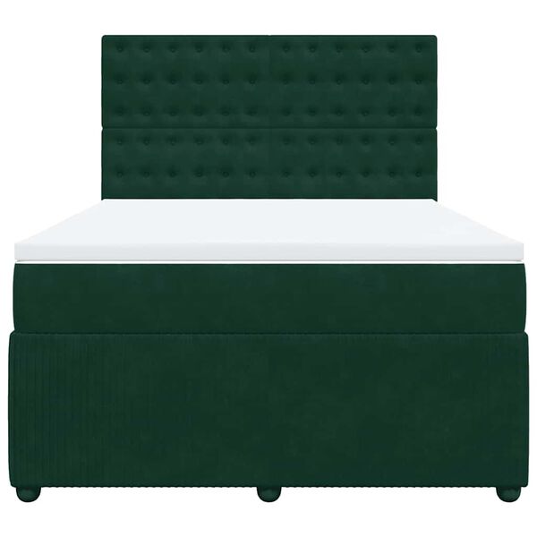 vidaXL Cama com molas/colch&atilde;o 140x200 cm veludo verde-escuro