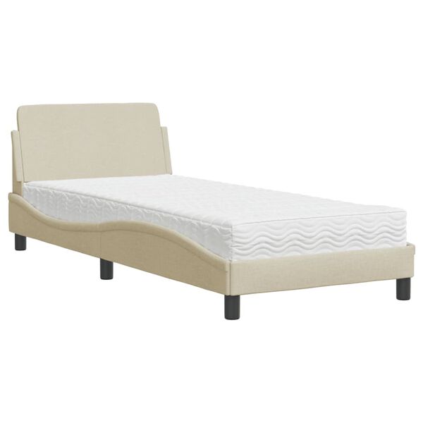 vidaXL Cama com colch&atilde;o Dover 80x200 cm tecido cor creme
