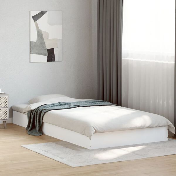 vidaXL Estrutura de cama 100x200 cm derivados de madeira branco