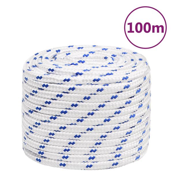 vidaXL Corda de barco 16 mm 100 m polipropileno branco
