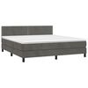 vidaXL Cama box spring c/ colch&atilde;o/LED 180x200cm veludo cinzento-escuro