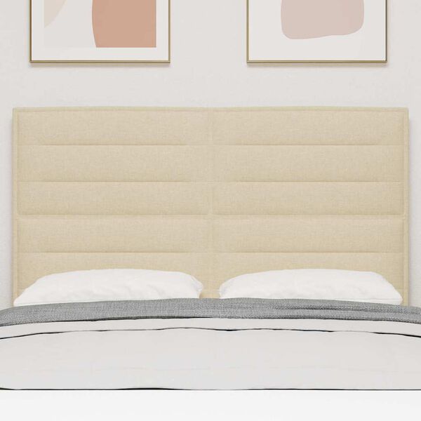 vidaXL Cabeceira LED com fitas LED com cabeceira Creme 144 cm tecido