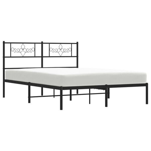 vidaXL Estrutura de cama com cabeceira 120x190 cm metal preto