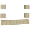 vidaXL 6pcs conjunto de m&oacute;veis de TV derivados madeira carvalho sonoma