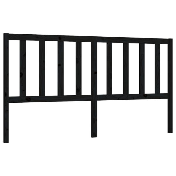vidaXL Cabeceira de cama 206x4x100 cm pinho maciço preto