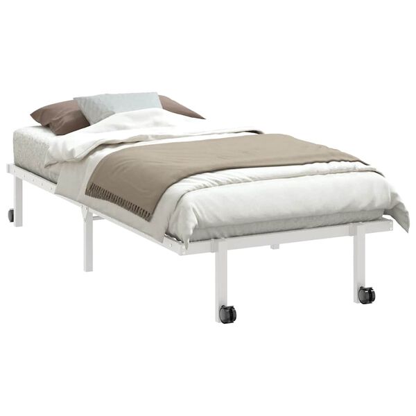 vidaXL Estrutura de cama sem colch&atilde;o Dobr&aacute;vel 90x190 cm a&ccedil;o branco