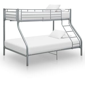 vidaXL Estrutura de beliche 140x200/90x200 cm metal cinzento