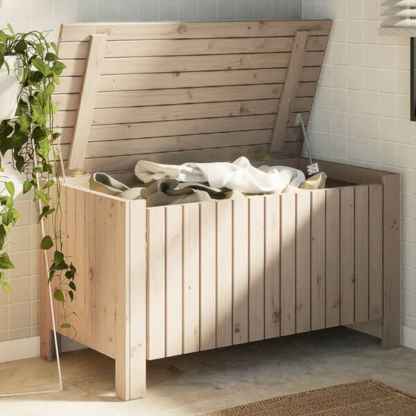 vidaXL Caixa de arruma&ccedil;&atilde;o com tampa RANA 100x49x54 cm pinho maci&ccedil;o