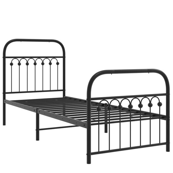 vidaXL Estrutura de cama com cabeceira e p&eacute;s 75x190 cm metal preto