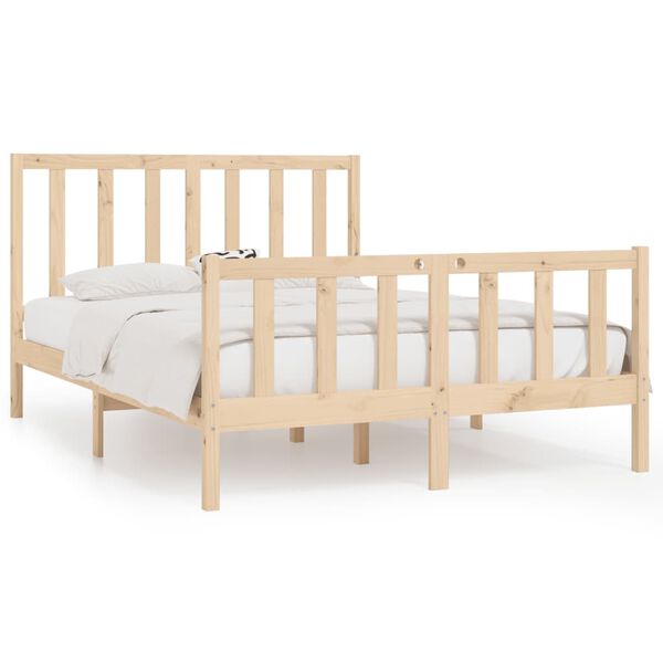 vidaXL Estrutura de cama pequena casal 120x190 cm pinho maciço