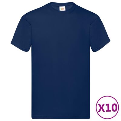 Fruit of the Loom T-shirts originais 10 pcs algodão S azul-marinho