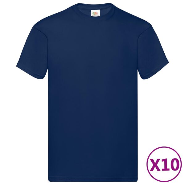 Fruit of the Loom T-shirts originais 10 pcs algod&atilde;o S azul-marinho
