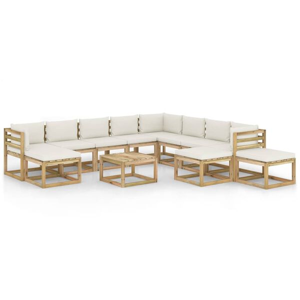 vidaXL 12pcs conjunto lounge de jardim com almofad&otilde;es pinho impregnado