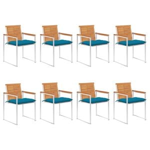 vidaXL Cadeiras de jardim 8 pcs c/ almofad&otilde;es madeira de ac&aacute;cia maci&ccedil;a