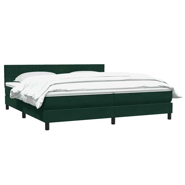 vidaXL Cama com molas/colch&atilde;o 180x220 cm veludo verde-escuro