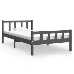 vidaXL Estrutura de cama 100x200 cm madeira maci&ccedil;a cinzento