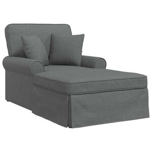 vidaXL Chaise Lounge com Saia com almofada 3 pcs Cinza Escuro tecido