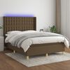 vidaXL Cama box spring c/ colch&atilde;o/LED 140x190cm tecido castanho-escuro
