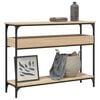 vidaXL Mesa de console com prateleira em carvalho Sonoma 100x29x75 cm, madeira projetada