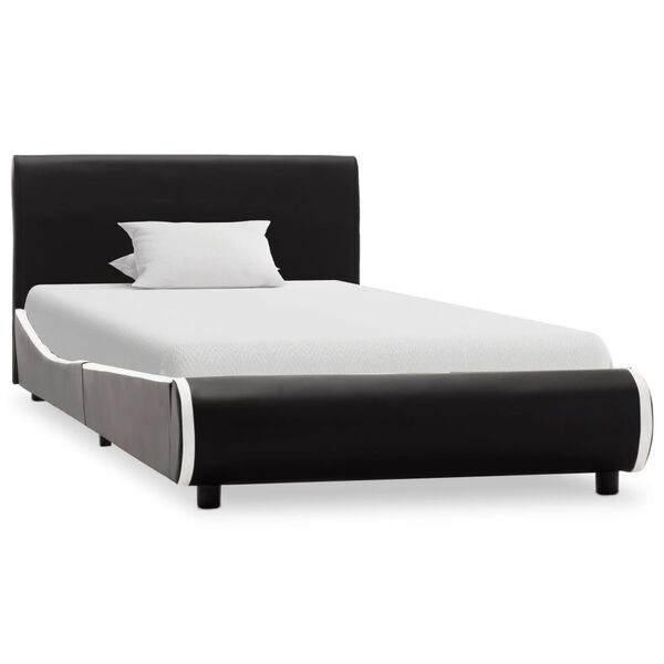 vidaXL Estrutura de cama 90x200 cm couro artificial preto