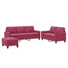 vidaXL 3 pcs conjunto de sof&aacute;s com almofad&otilde;es veludo vermelho tinto