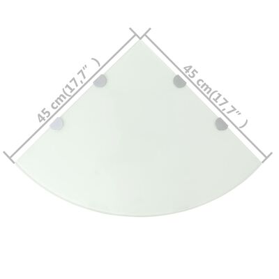 vidaXL Prateleiras canto 2 pcs suportes cromados 45x45cm vidro branco