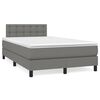vidaXL Cama boxspring com colch&atilde;o 120x190 cm tecido cinzento-escuro