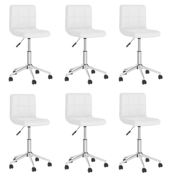 vidaXL Cadeiras de jantar girat&oacute;rias 6 pcs couro artificial branco
