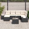 vidaXL Conjunto de Sof&aacute; de Jardim 6 pcs Preto e Creme vime PE
