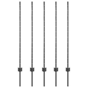 vidaXL Poste de Cerca Embutido 5 unid. Cinzento 160 cm