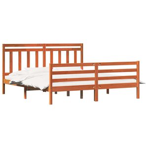 vidaXL Estrutura da Cama com cabeceira Marrom Cera 180 x 200 cm