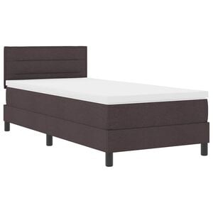 vidaXL Cama Box com colch&atilde;o com led Marrom Escuro 90 x 200 cm tecido