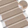vidaXL Tapetes escada adesivos aspeto sisal 30pcs 65x21x4cm bege-claro