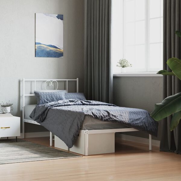 vidaXL Estrutura de cama sem colch&atilde;o com cabeceira 75x190 cm branco