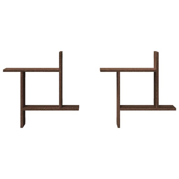 vidaXL Prateleiras parede 2 pcs derivados de madeira carvalho castanho